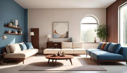 Photo interior modern design room 3D illustration