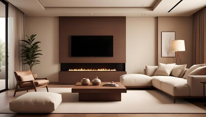 Photo interior modern design room 3D illustration