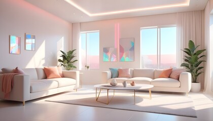 Photo interior modern design room 3D illustration