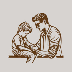 Father and son vector art, Happy Father's Day 