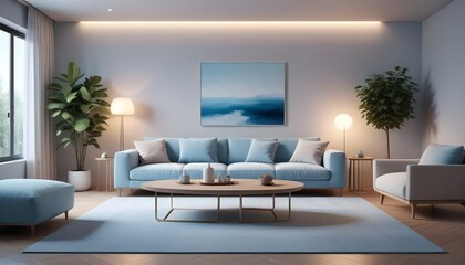 Photo interior modern design room 3D illustration