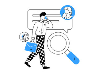 Personnel doing job interview flat vector concept operation hand drawn illustration
