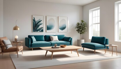 Photo interior modern design room 3D illustration