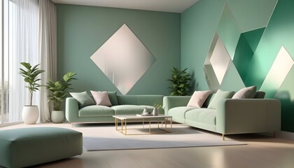 Photo interior modern design room 3D illustration