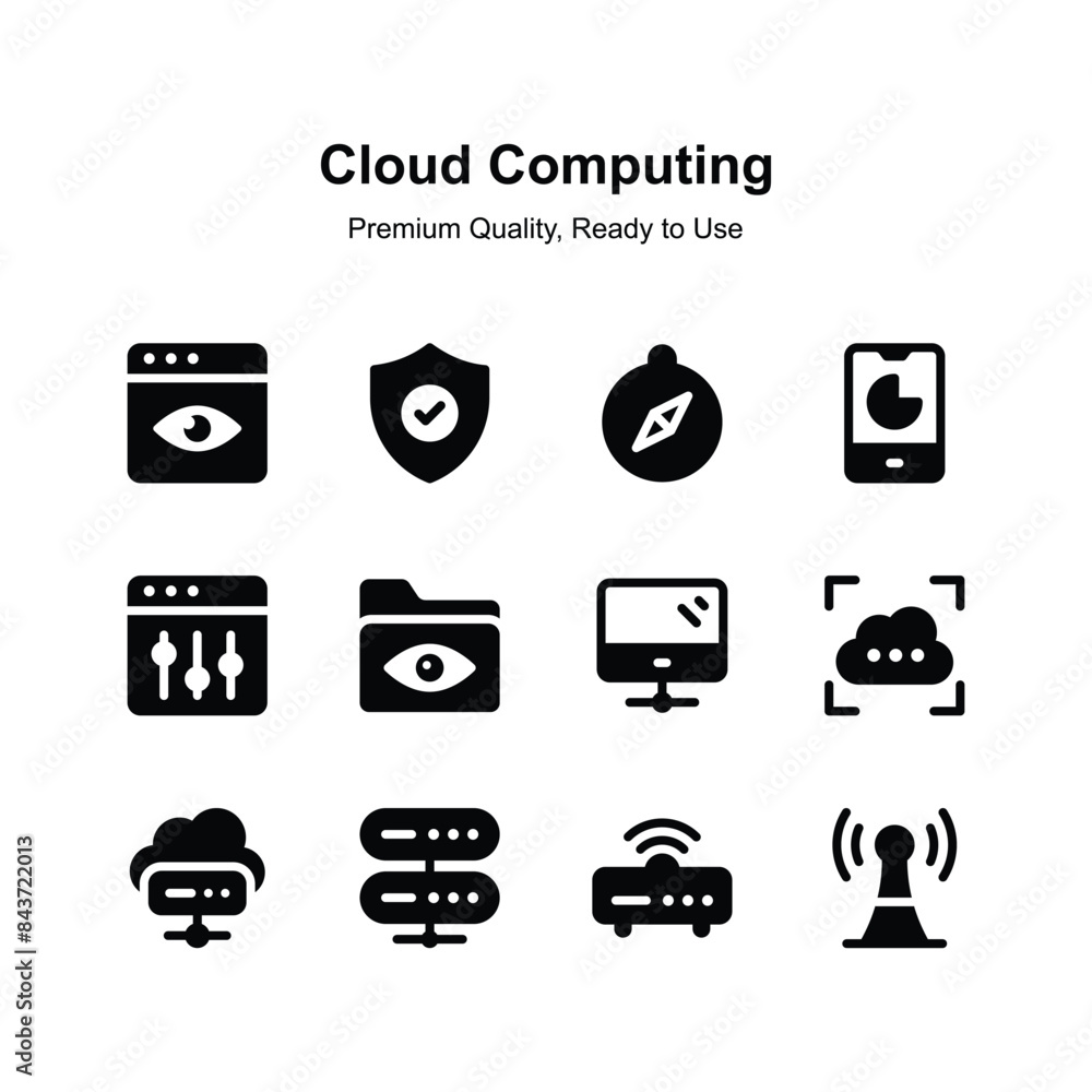 Wall mural visually perfect cloud computing icons set, ready for premium use