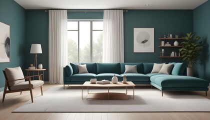 Photo interior modern design room 3D illustration