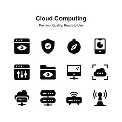 Visually perfect cloud computing icons set, ready for premium use