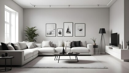 Photo interior modern design room 3D illustration