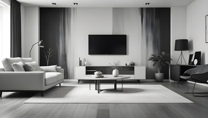 Photo interior modern design room 3D illustration