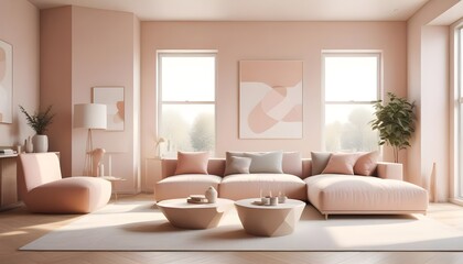 Photo interior modern design room 3D illustration