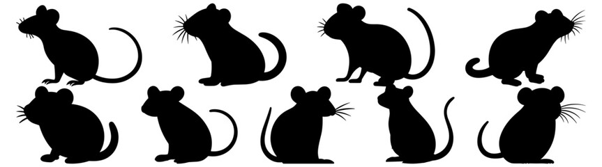 Mouse rat silhouette set vector design big pack of illustration and icon