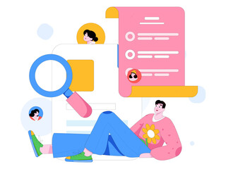 Personnel doing job interview flat vector concept operation hand drawn illustration
