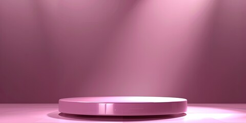Modern Pink Podium with Round Platform and Soft Lighting Effects