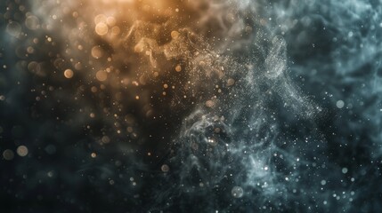 Obraz premium Abstract colorful dust particles in motion, blending warm and cool tones, display of cosmic energy