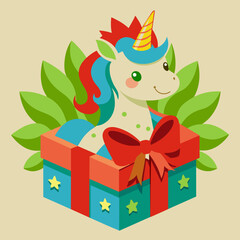 Naklejka premium unicorn-style-on-gift-box (2)