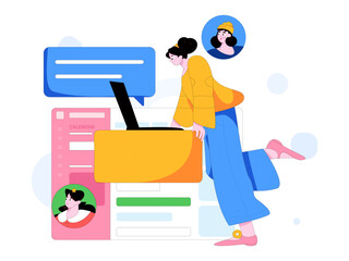 Personnel doing job interview flat vector concept operation hand drawn illustration
