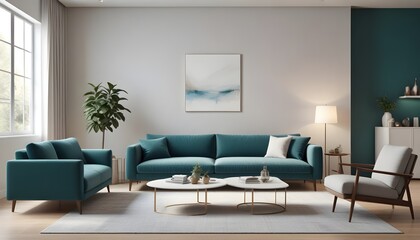 Photo interior modern design room 3D illustration