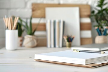 Workspace with Open Notebook and Pen 