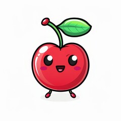 cute cherry mascot isolated on a white background
