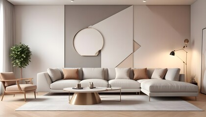 Photo interior modern design room 3D illustration
