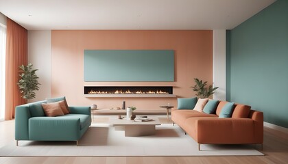 Photo interior modern design room 3D illustration