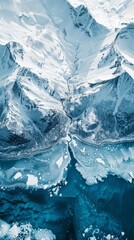 Stunning Aerial Drone View of Snowcapped Landscape with Icy Mountains