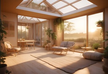 Photo modern style conceptual interior room 3d illustration