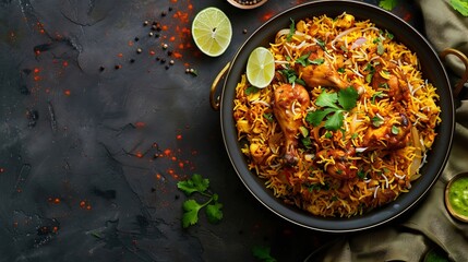 indian chicken biryani Spicy chicken biryani food photography : Generative AI