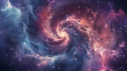 Spiral Galaxy with Vibrant Colors in Deep Space