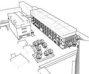 architectural drawing 3d vector illustration