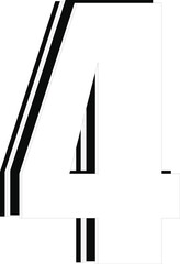 Number 4, white font