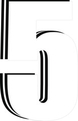 Number 5, white font