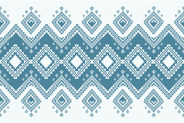 Fototapeta premium Geometric,thai pattern. seamless ,Traditional ethnic,thai pattern, fabric pattern for textiles,rugs, wallpaper, clothing, sarong, batik,wrap,embroidery,print, background,cover, illustration,blue 