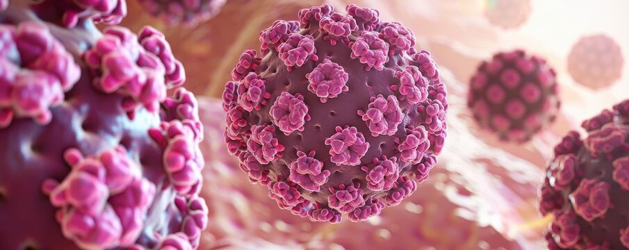 Illustration of HPV virus structure and infection process, stages and effects, highdefinition, medical infographic, educational and detailed, vibrant and clear