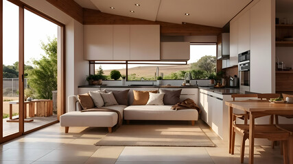 Fototapeta premium modern living room with fireplace