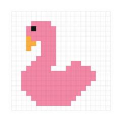  card, poultry, wild, sticker, wildlife, 16 bit, family, 16, line, red, decoration, style, abstract, simple, fashion, 8, stand, sign, logo, pixel art, isolated, icon, swan, pixel, animal, cute, vector
