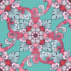 Traditional thai style pattern decorative. flowers thai line repeat seamless pattern tribal folk motif ornament