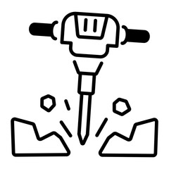 Premium outline icon of pneumatic drill 