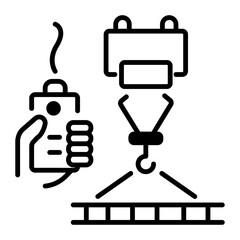 An outline icon of crane lifting 
