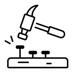 A customizable outline icon of nail fixing 