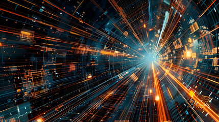 Obraz premium A computer generated image of a light tunnel emanating from the center