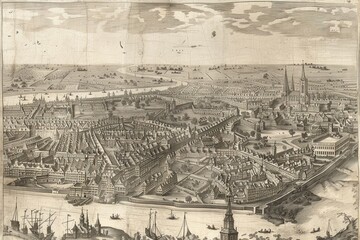 Charm of an old engraving town, history comes to life through intricate details and timeless architecture, the past with its rustic beauty and nostalgic ambianc