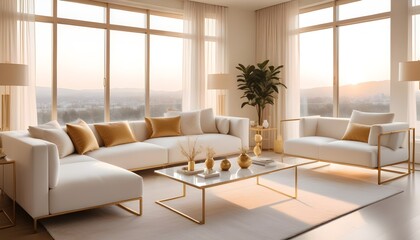white and gold theme modern interior