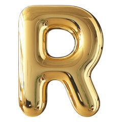 Gold 3D Font Letter R uppercase