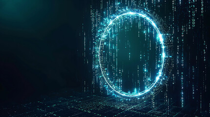Obraz premium Digital Matrix Circle with Binary Code