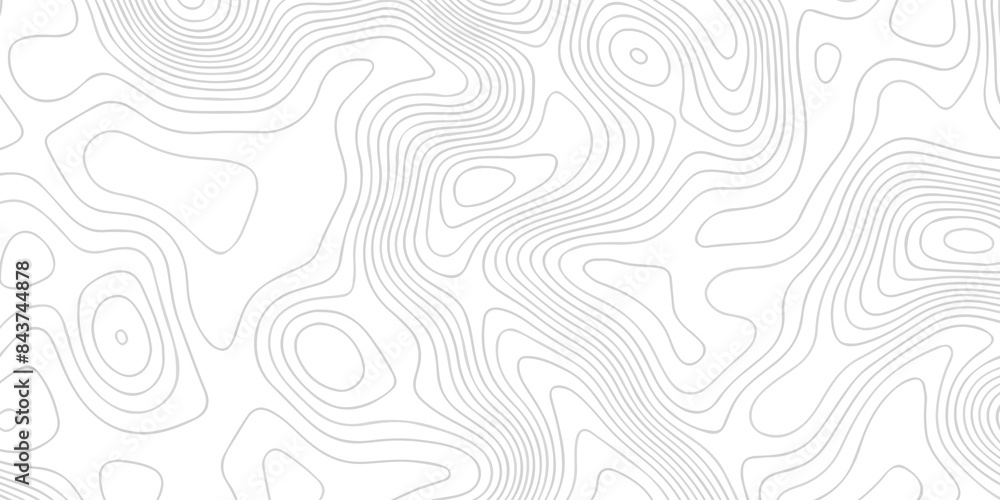 Poster topographic map background geographic line map with seamless ornament design. the black on white con