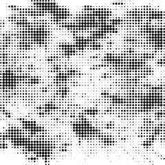 Halftone faded gradient texture. Grunge halftone grit background. White and black sand noise wallpaper. Retro pixilated vector backdrop