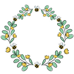 Fototapeta premium Hand Drawn Floral Frame, vector flowers and leaves, design templates.