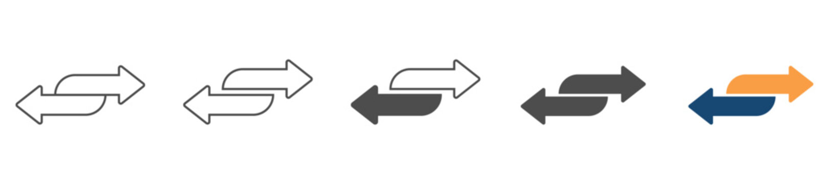  Iconic double arrow icons in four direction set