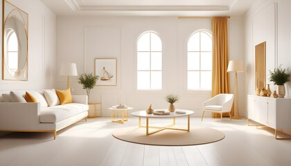 white and gold theme modern interior